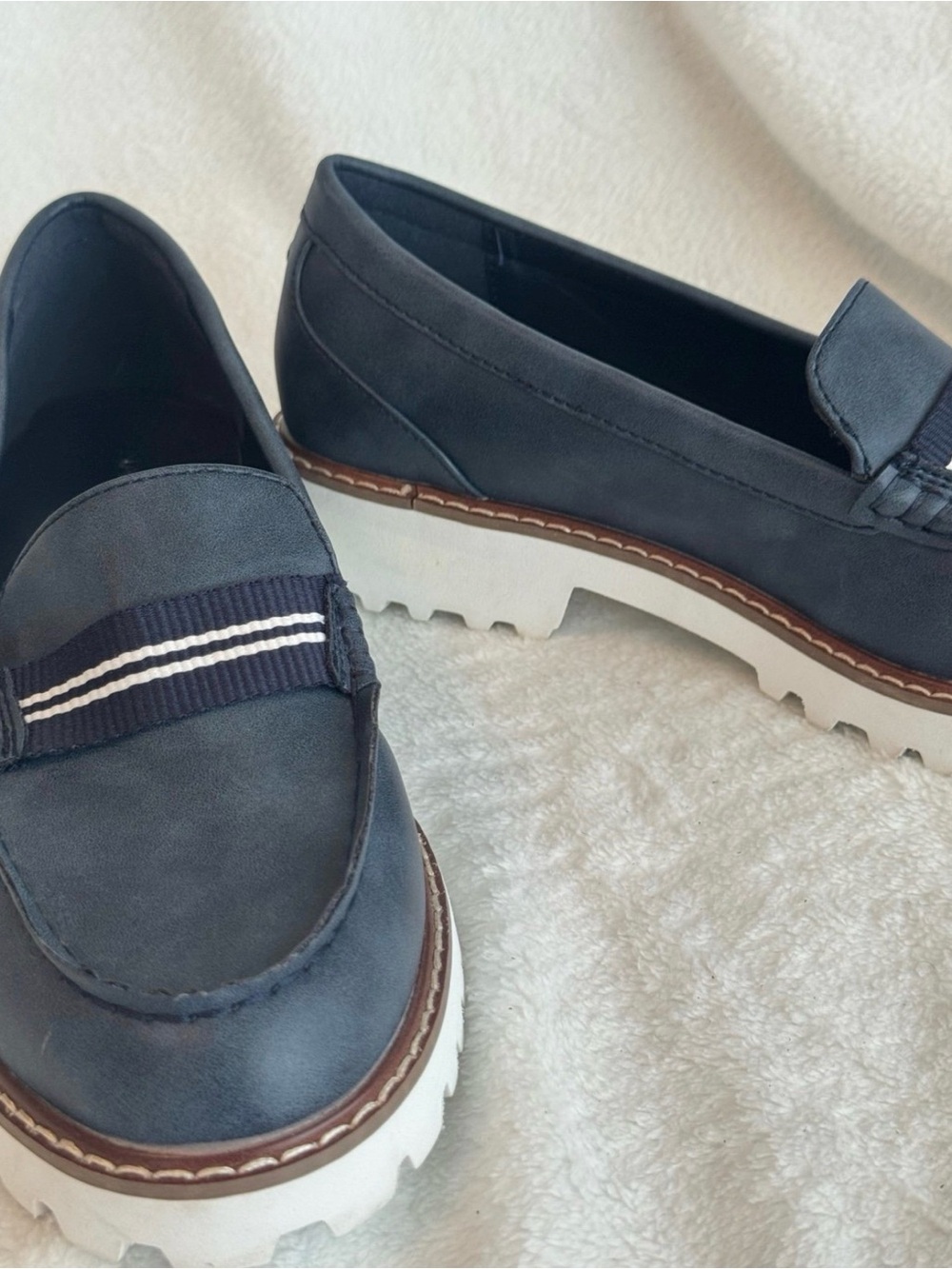 Nautica Navy Slip-On Lug Sole Loafers